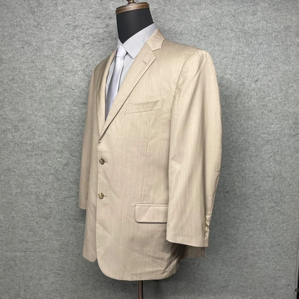 Joseph Abboud Blazer Men 42R Tan Super 120s Wool 2-Button Professional Classic